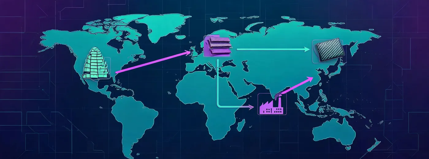 Global textile sample routing map